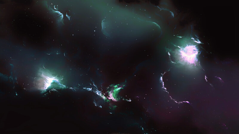Cosmic Nebula with Stars — Purple, Dark
