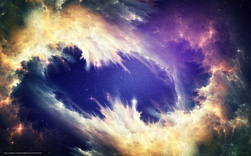 Cosmic Nebula with Stars — Purple, Dramatic, Night, Digital Art