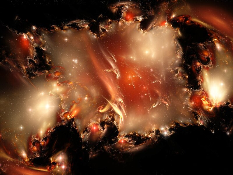 Cosmic Nebula with Stars — Red, Dust