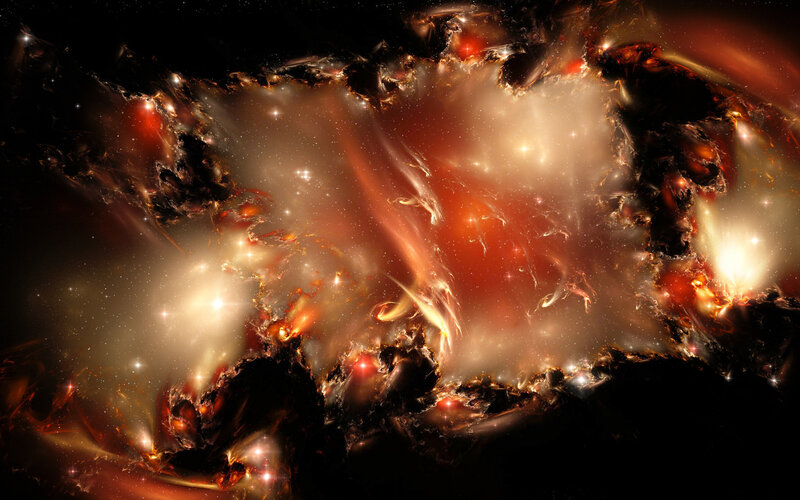 Cosmic Nebula with Stars — Red