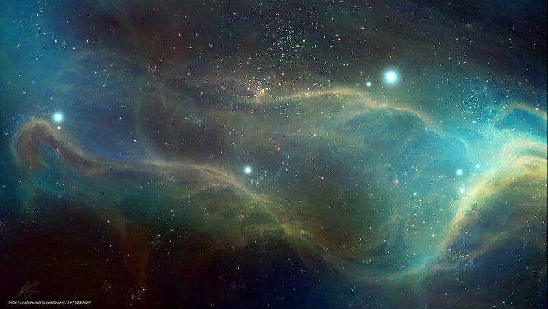 Cosmic Nebula with Stars — Teal
