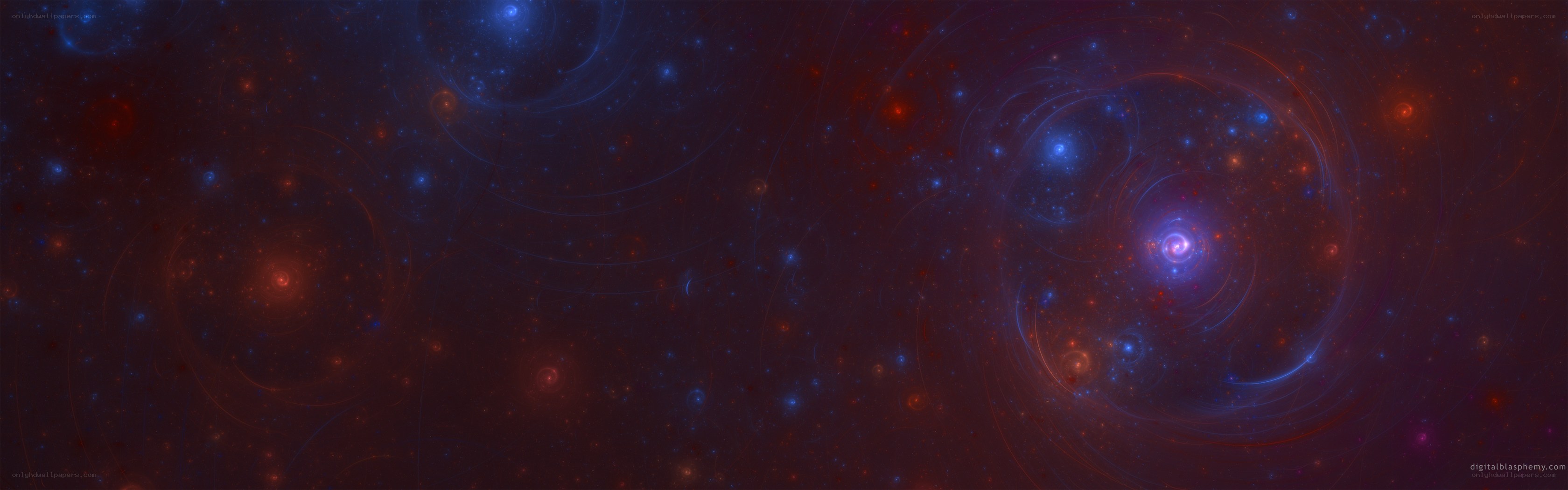 Cosmic nebula with swirling galaxies