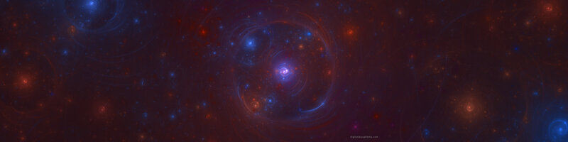 cosmic nebula with swirling galaxies