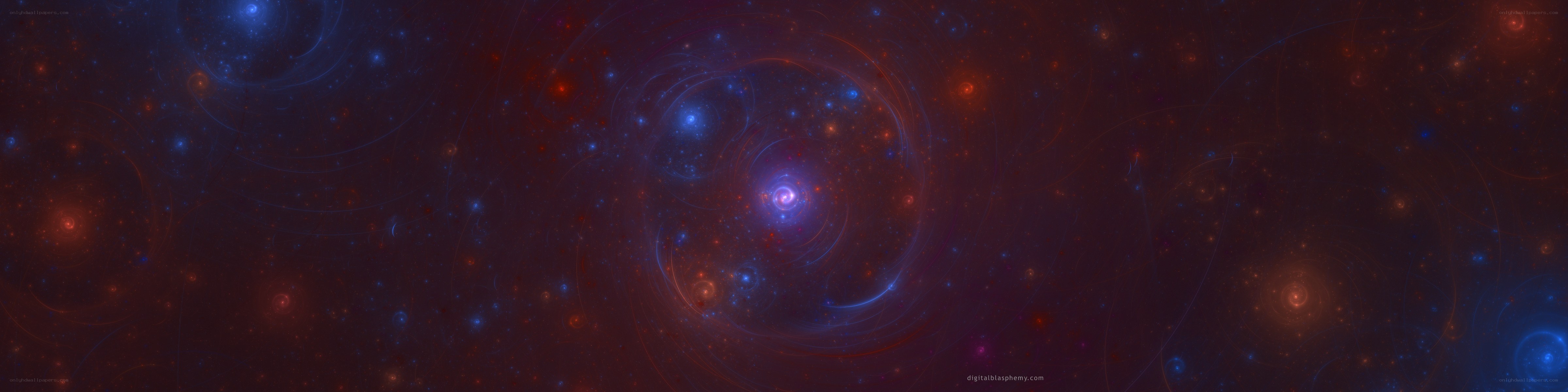cosmic nebula with swirling galaxies