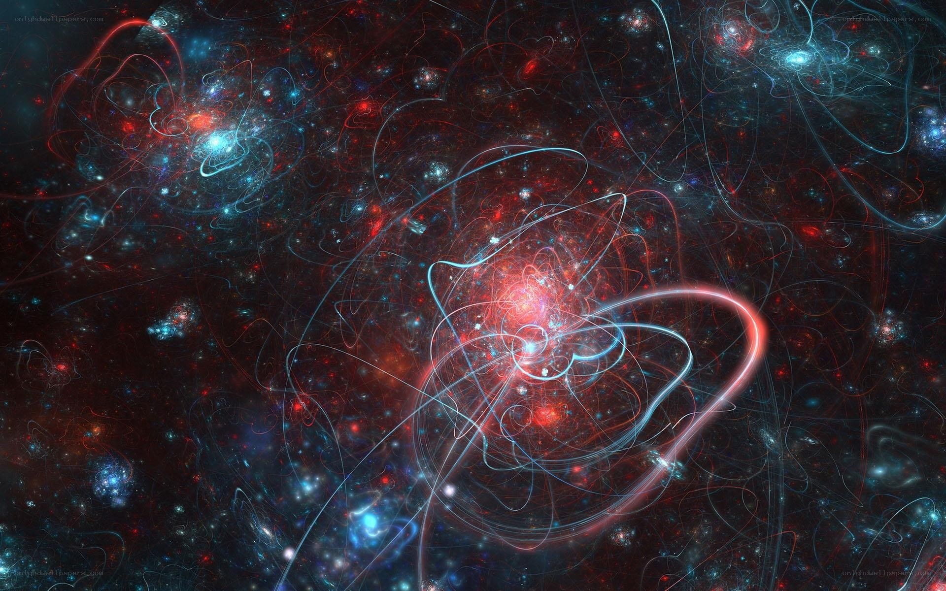 Cosmic nebula with swirling light