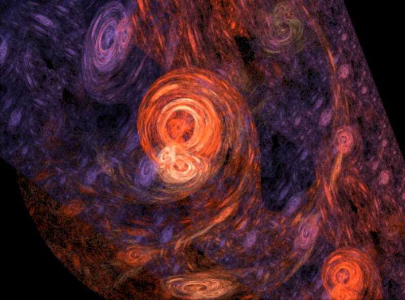 Cosmic nebula with swirling patterns