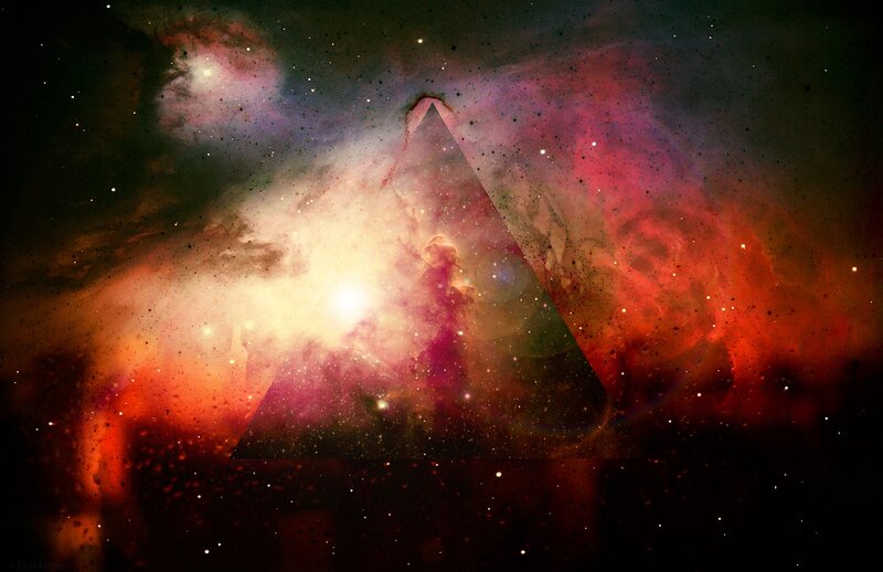 Cosmic nebula with triangle