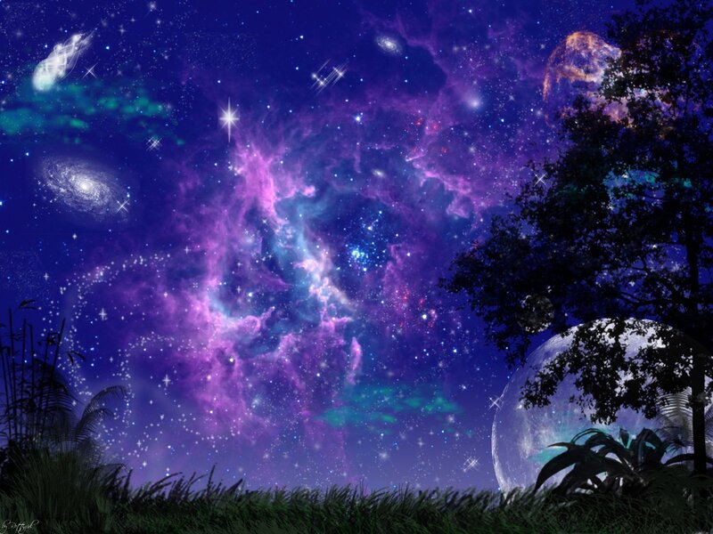 Cosmic night sky with nebula