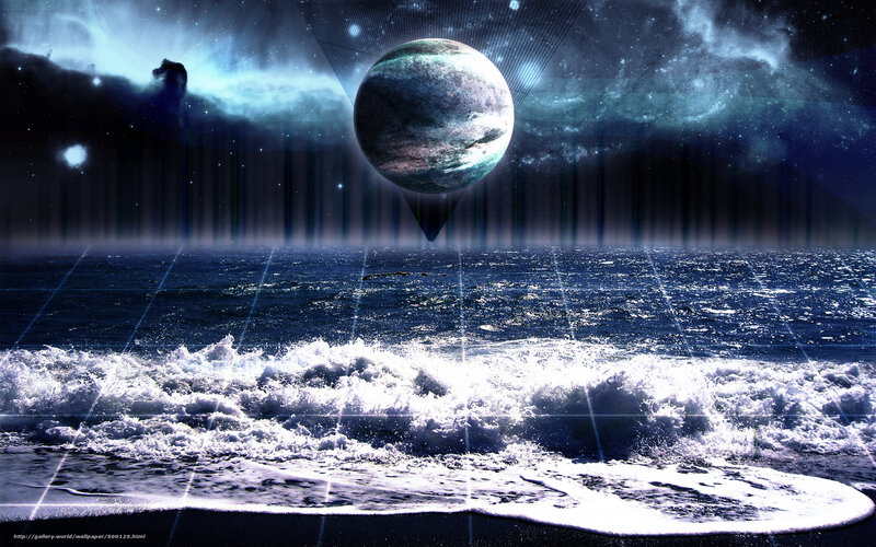 Cosmic ocean with alien planet