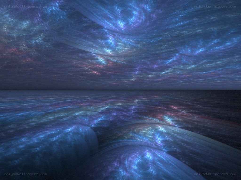 Cosmic ocean with swirling nebula