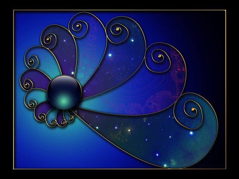 cosmic peacock feather design