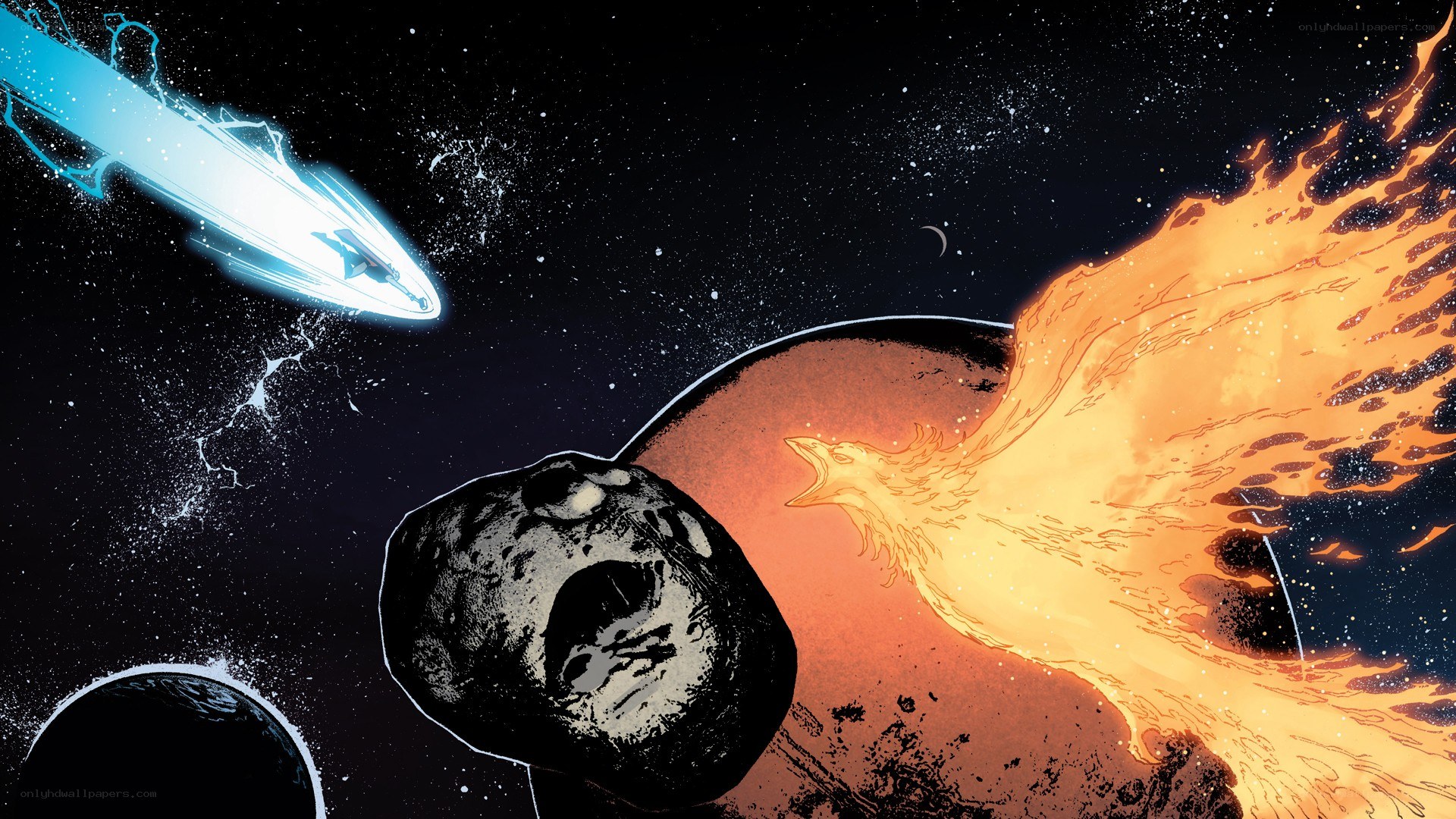 Cosmic Phoenix and Spaceship