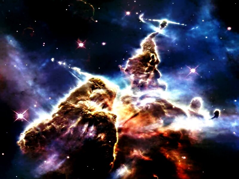 Cosmic Pillars in Nebula — Blue