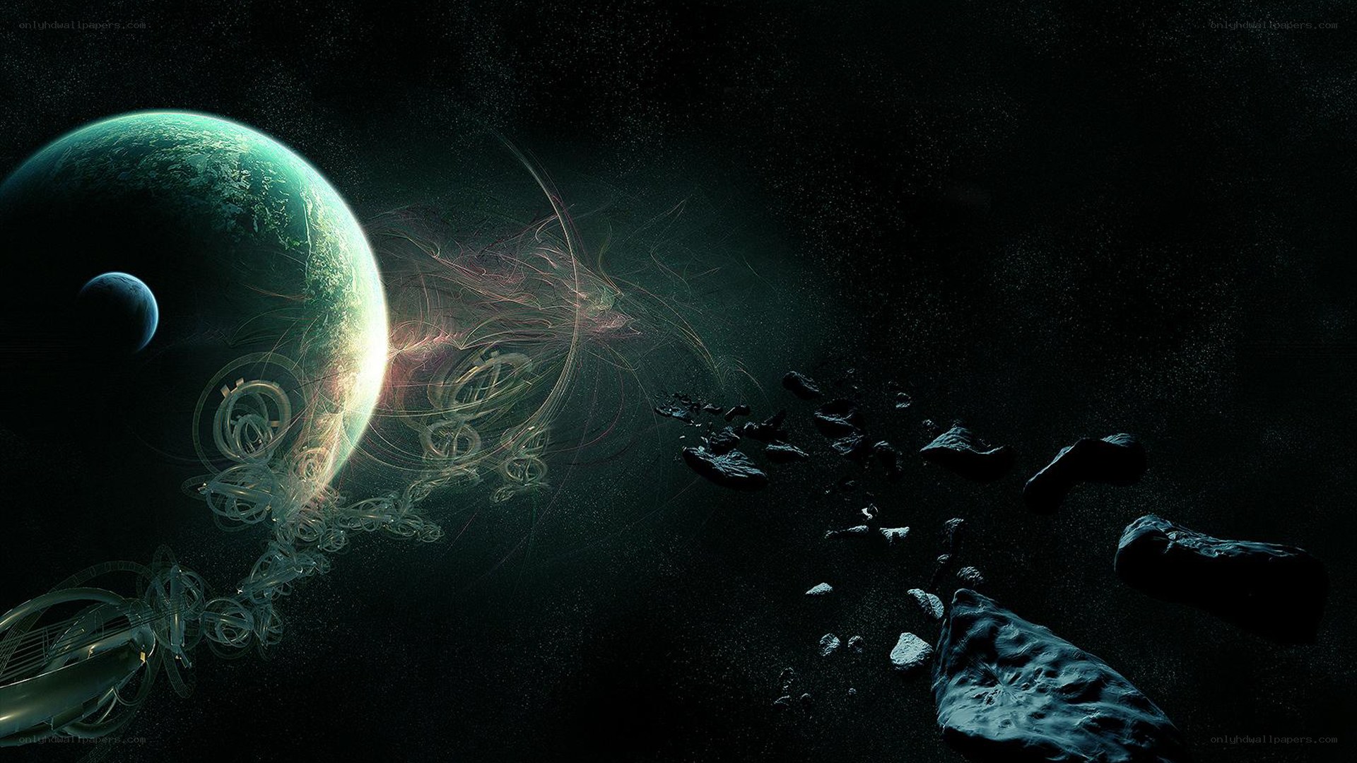 Cosmic planet and asteroid field