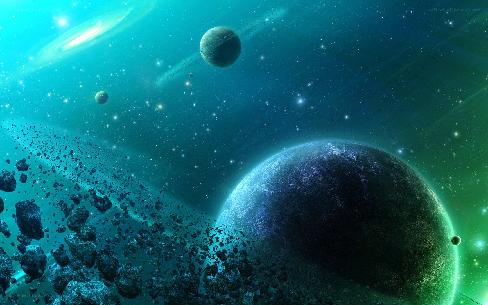 Cosmic planet and asteroid field