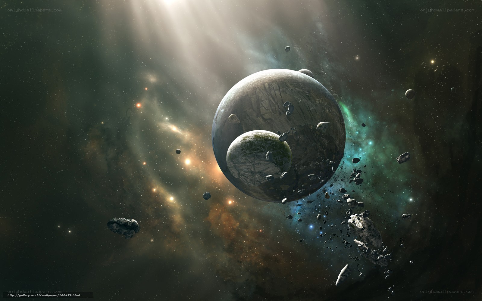 Cosmic planet and asteroid field