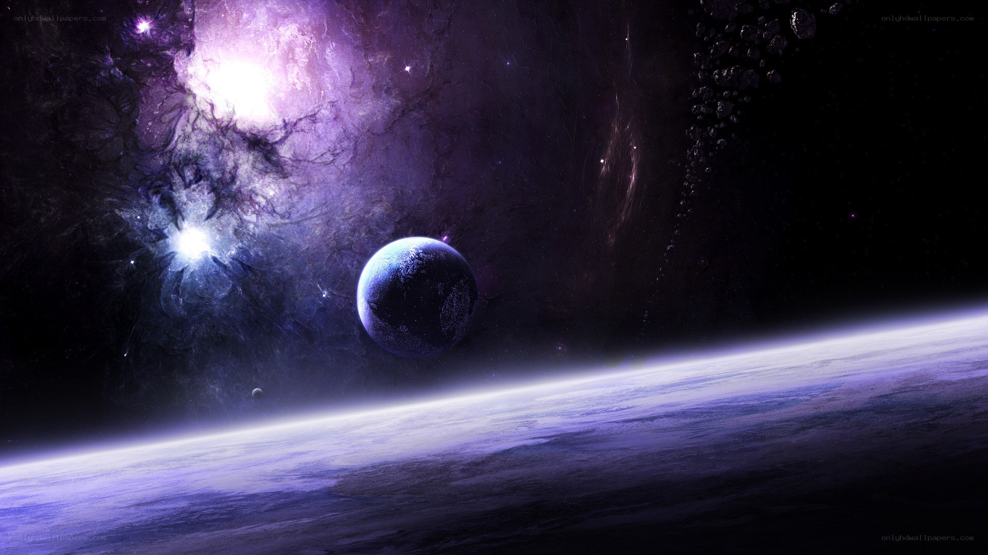 Cosmic planet and nebula