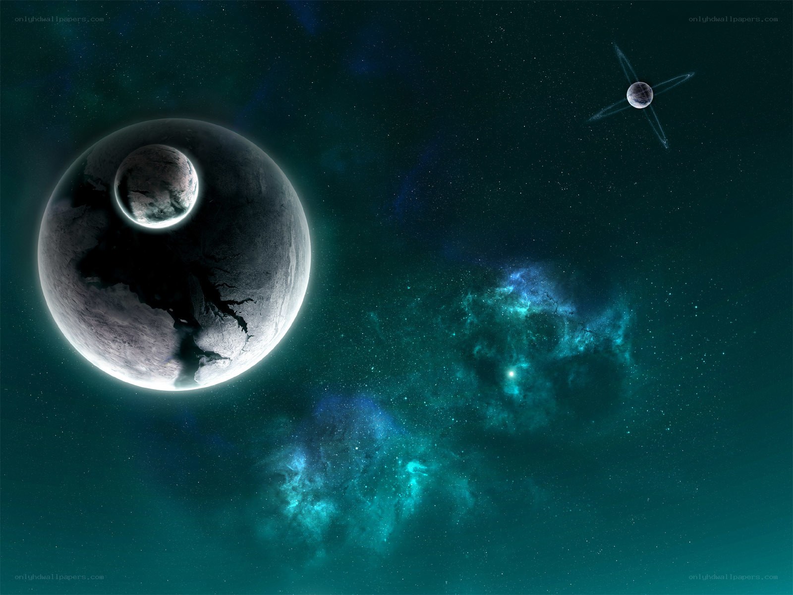 Cosmic planet and nebula