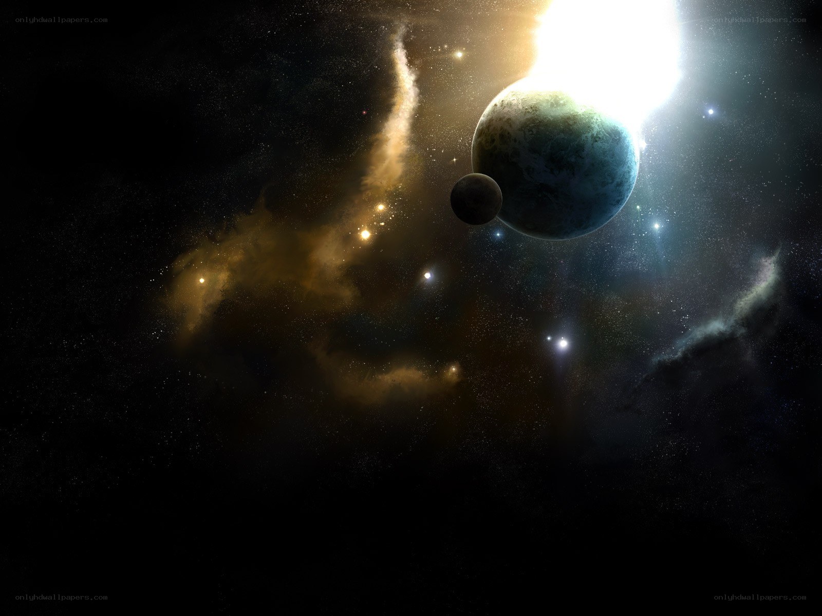 Cosmic planet and nebula