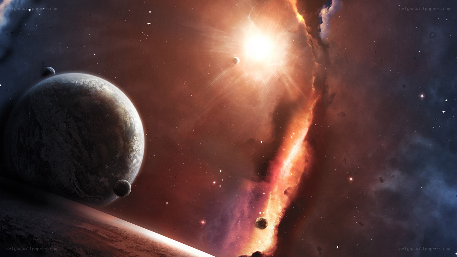 Cosmic planet and nebula