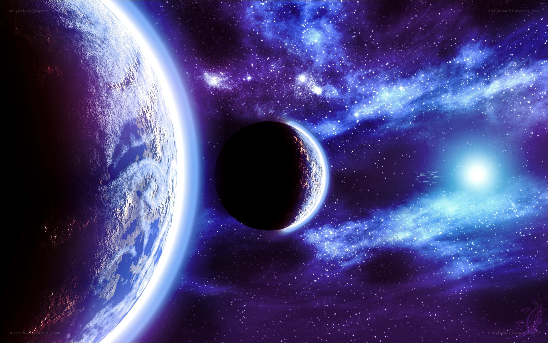 Cosmic planet and star field