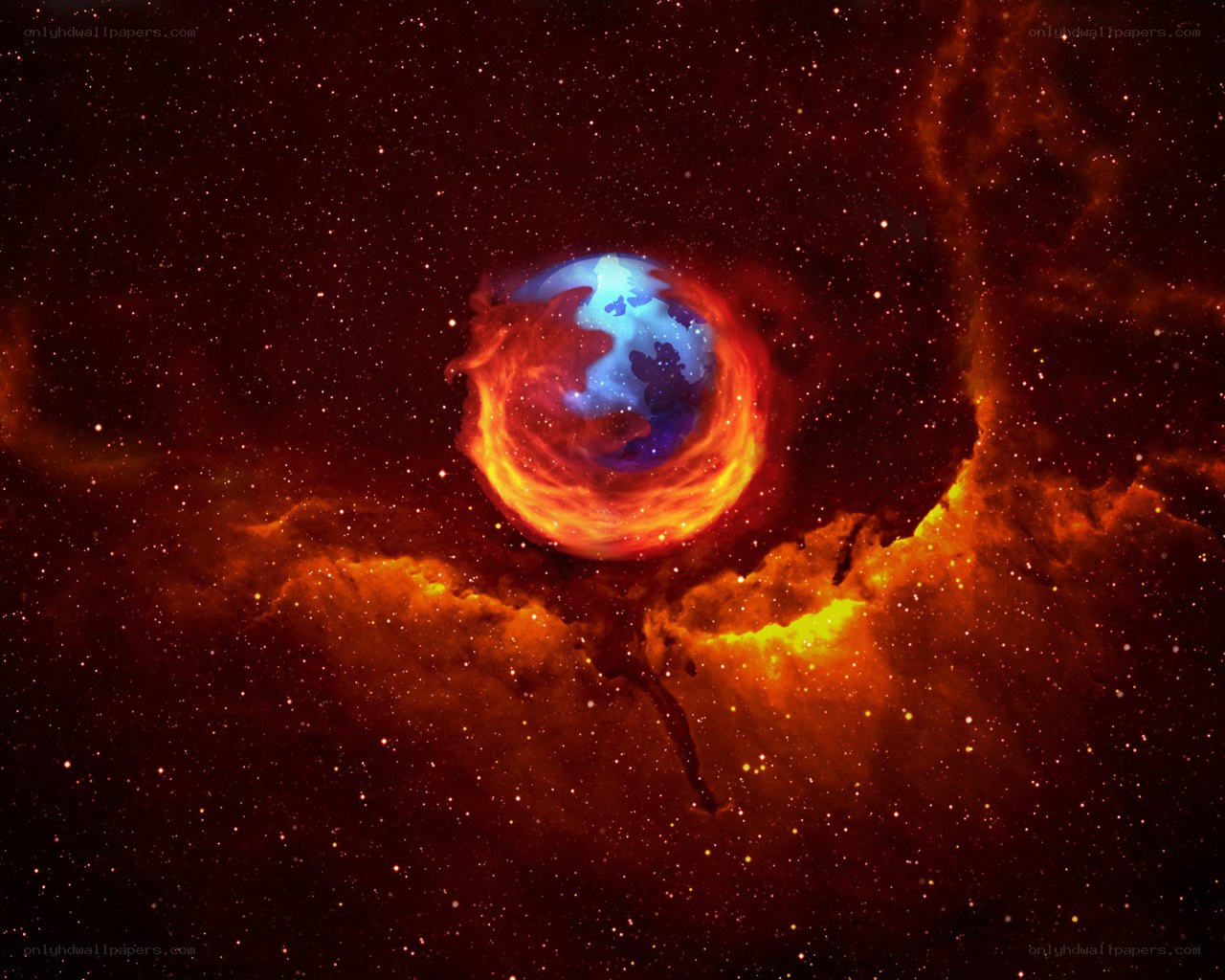 Cosmic planet in nebula