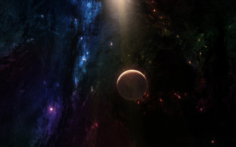 cosmic planet in nebula