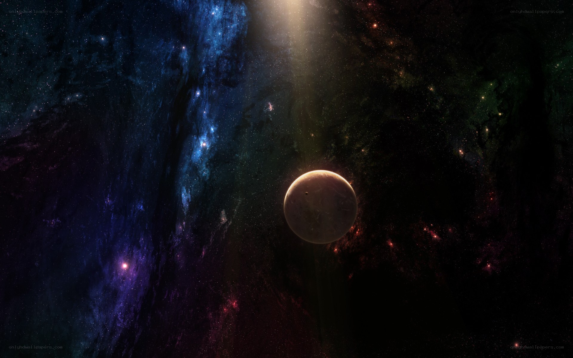 cosmic planet in nebula