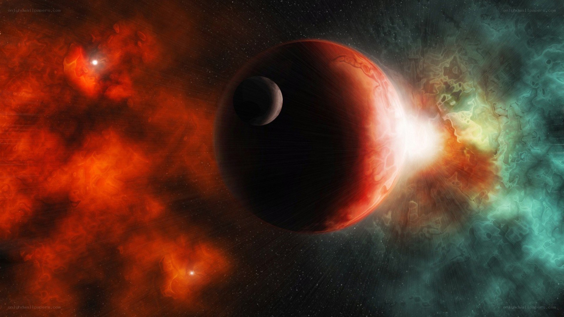 Cosmic planet in nebula