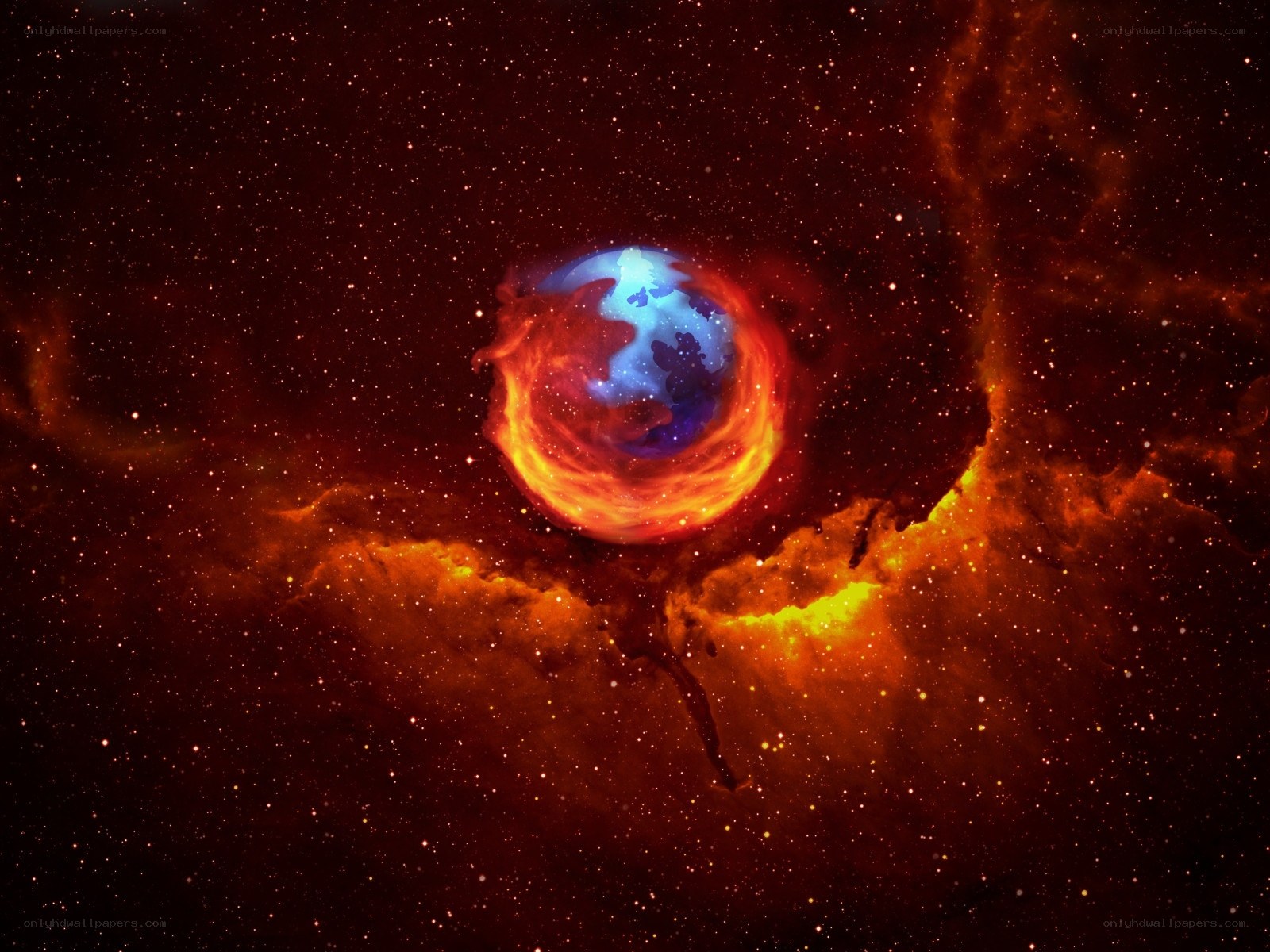 Cosmic planet in nebula
