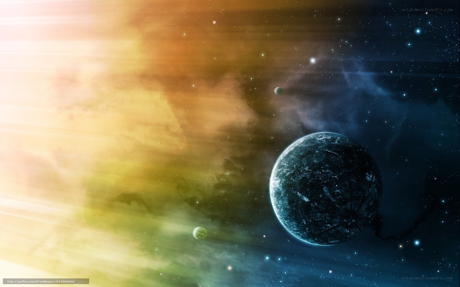 Cosmic planet in nebula