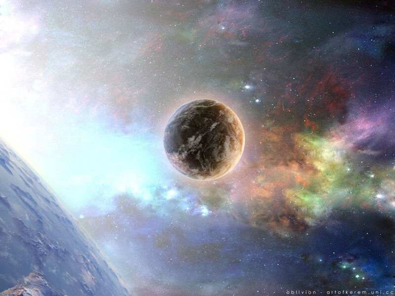 Cosmic planet in nebula