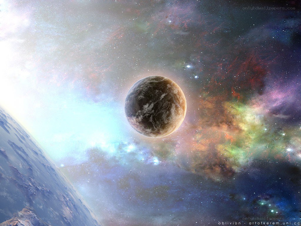 Cosmic planet in nebula