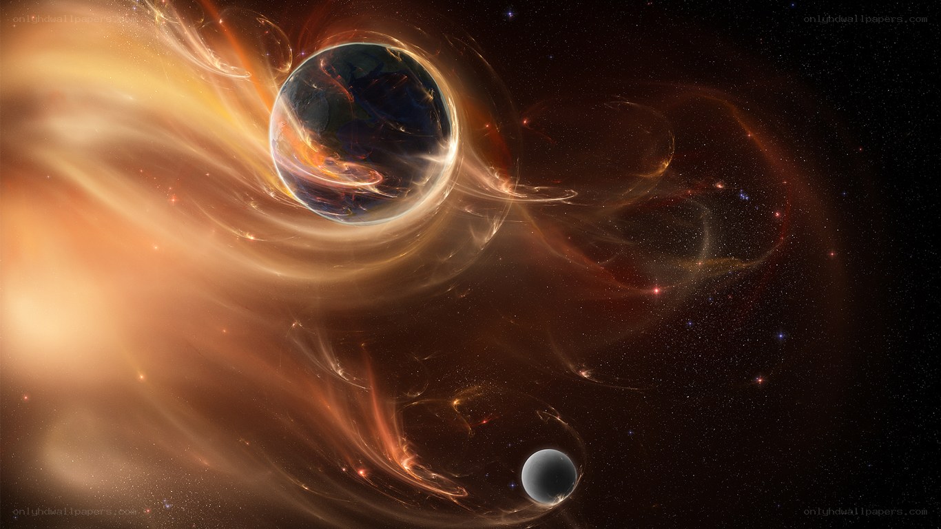 Cosmic planet in nebula