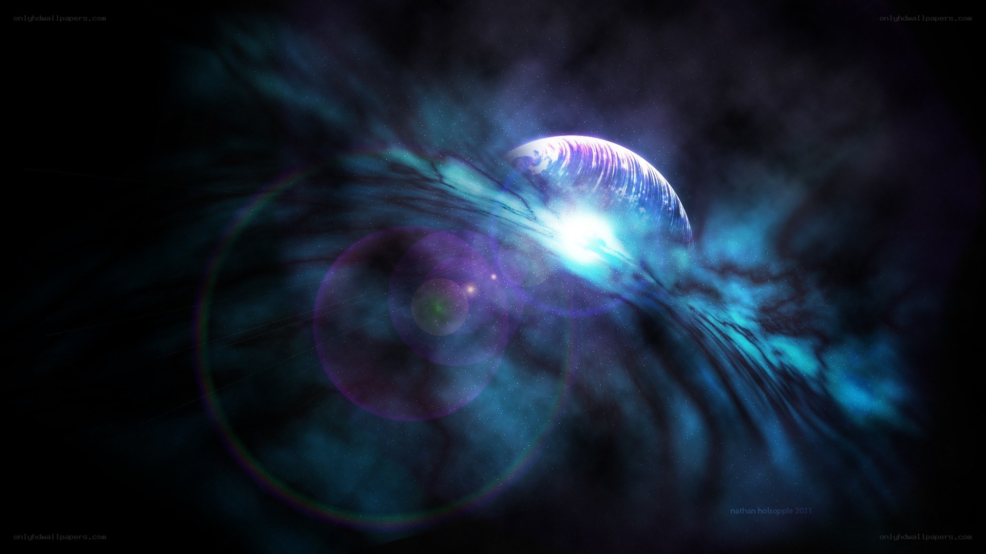 Cosmic planet in nebula