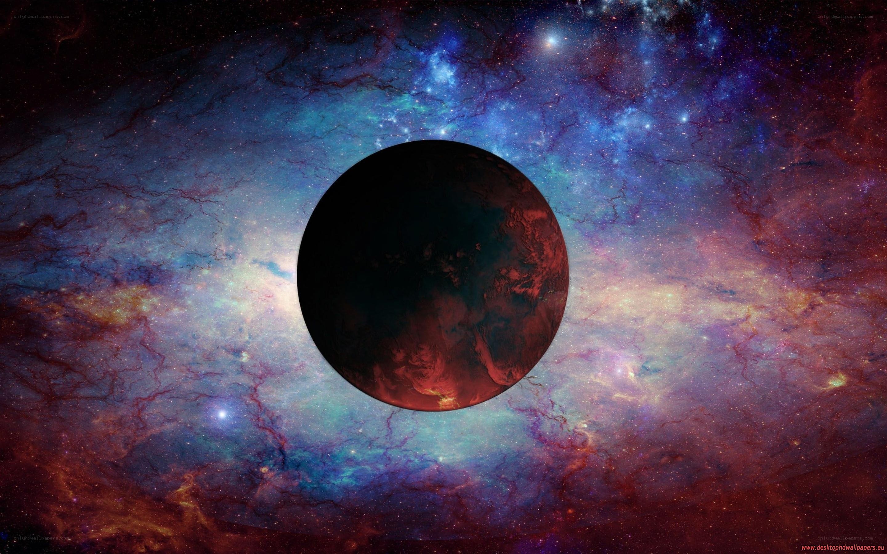 Cosmic planet in nebula
