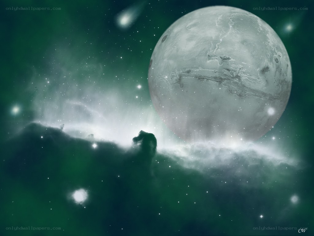 Cosmic planet in nebula