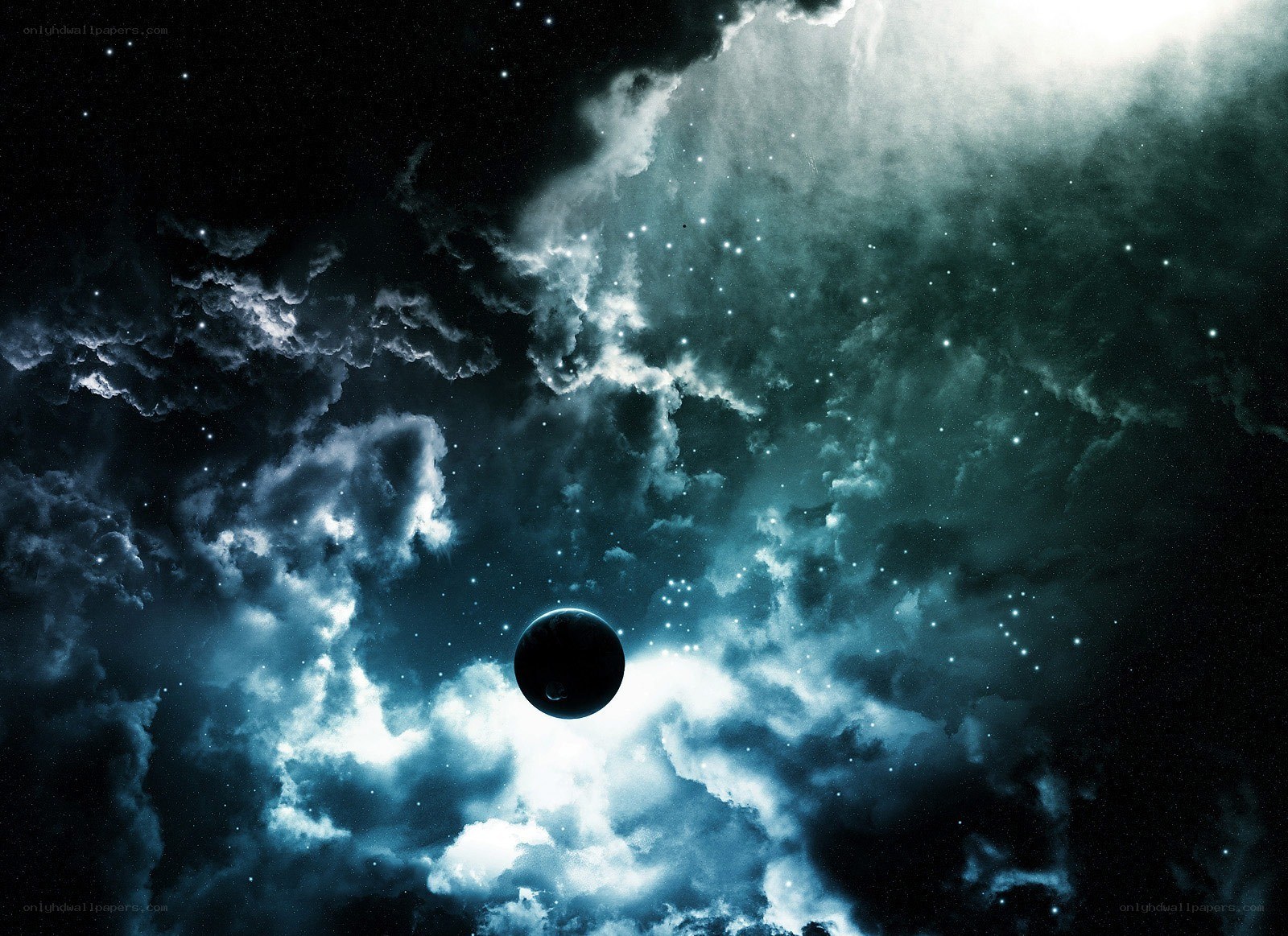 Cosmic planet in nebula