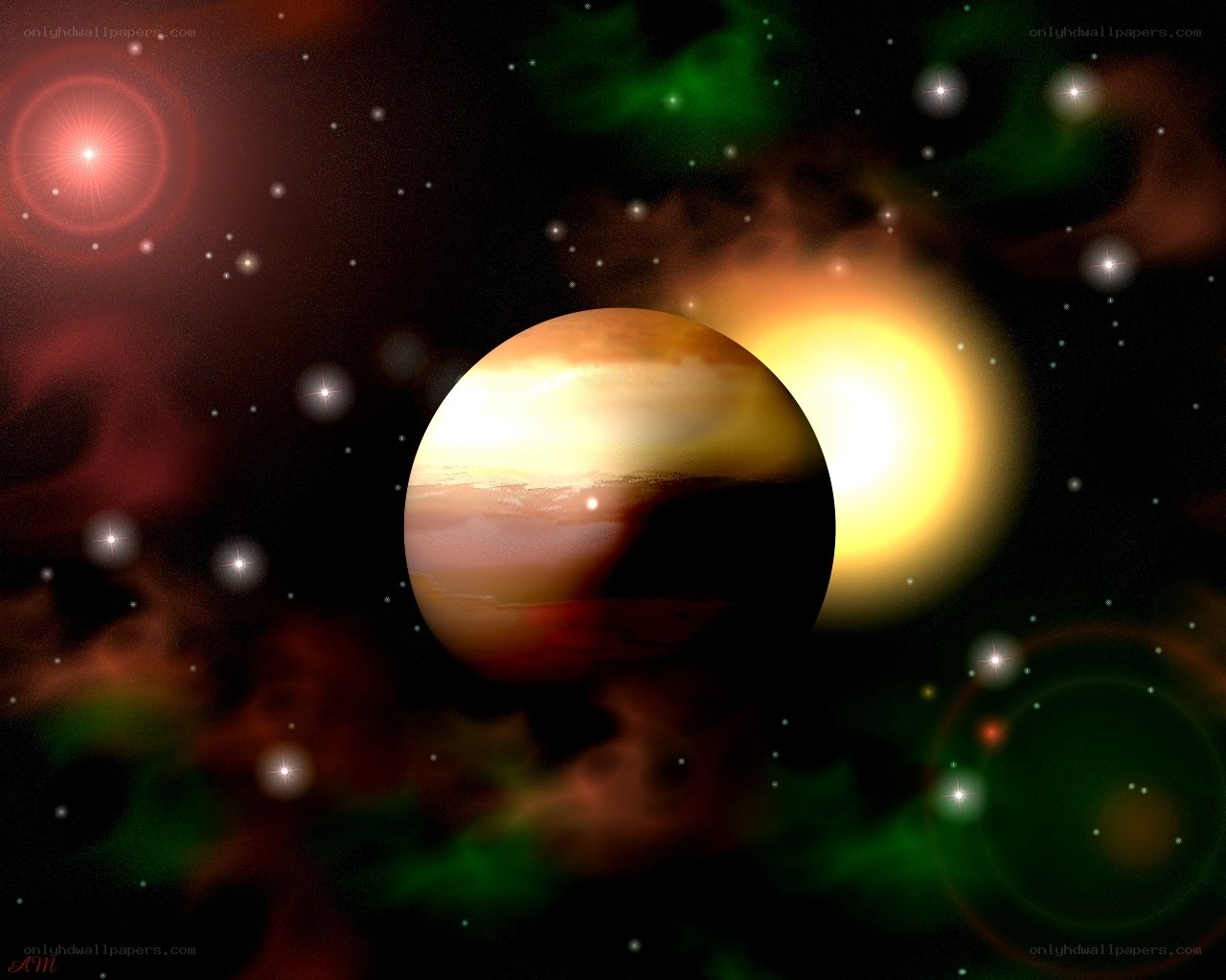 Cosmic planet in nebula