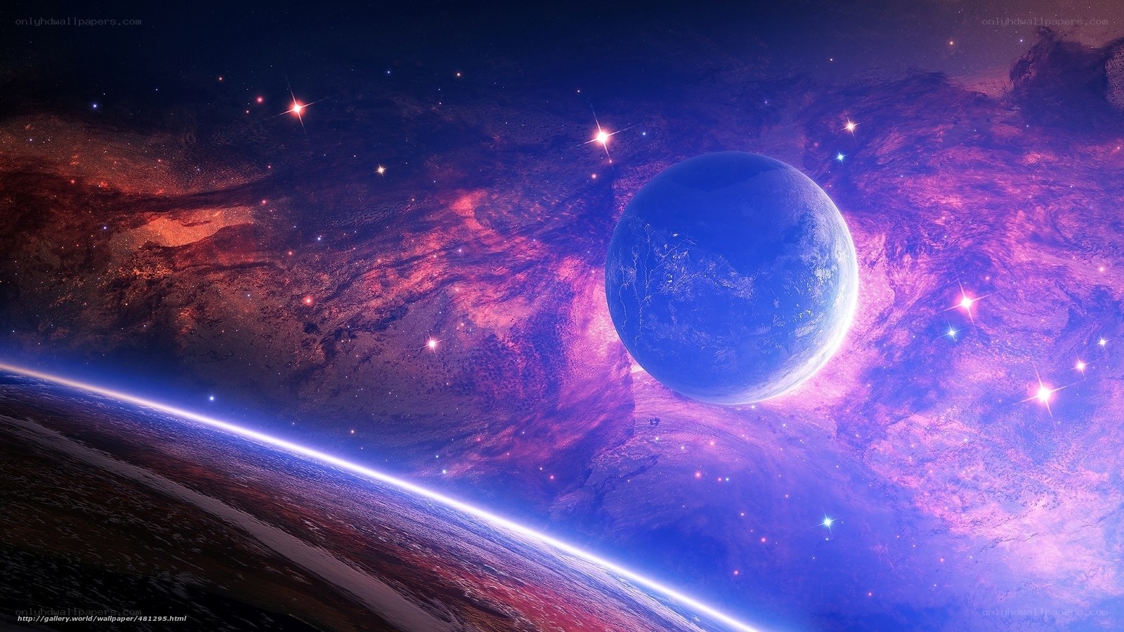 Cosmic planet in nebula