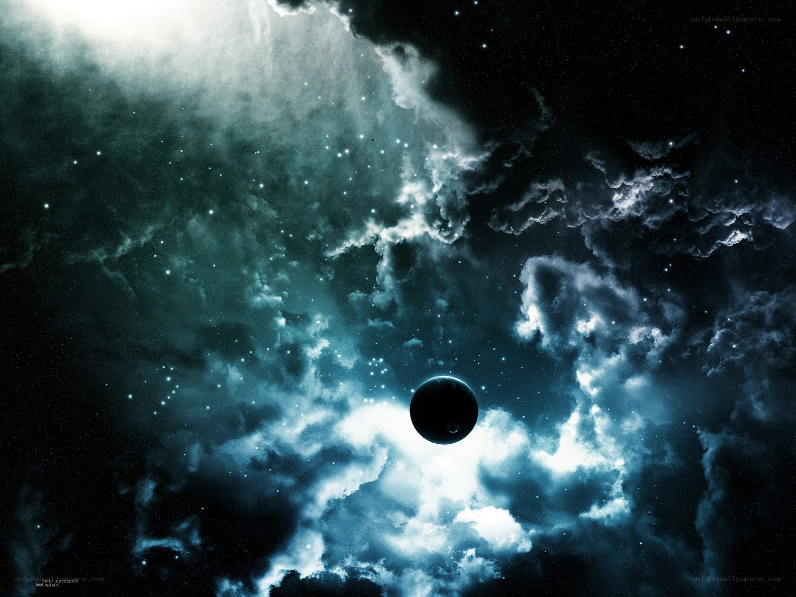 Cosmic planet in nebula