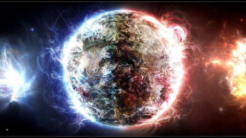 Cosmic planet in storm