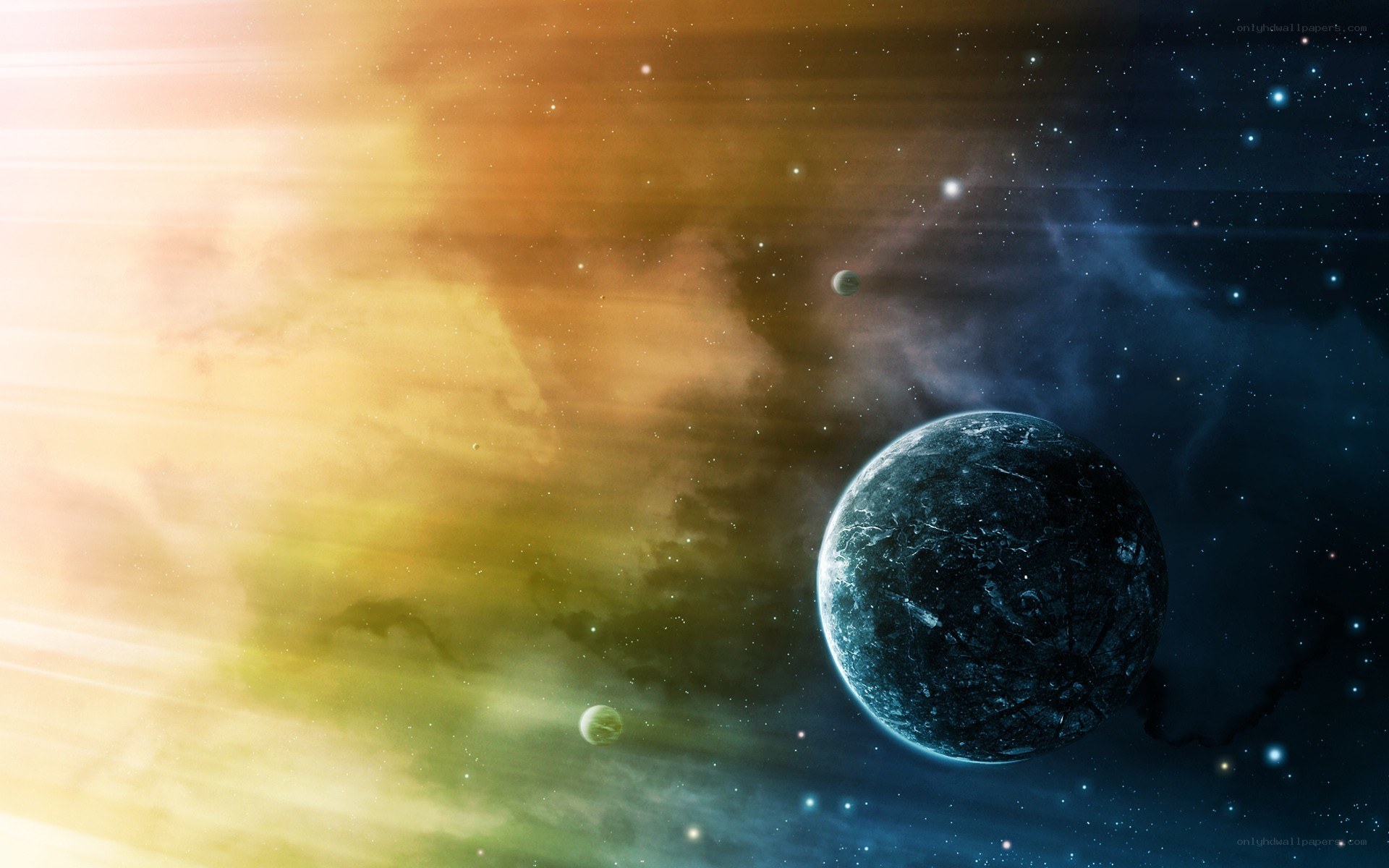 Cosmic planet nebula scene
