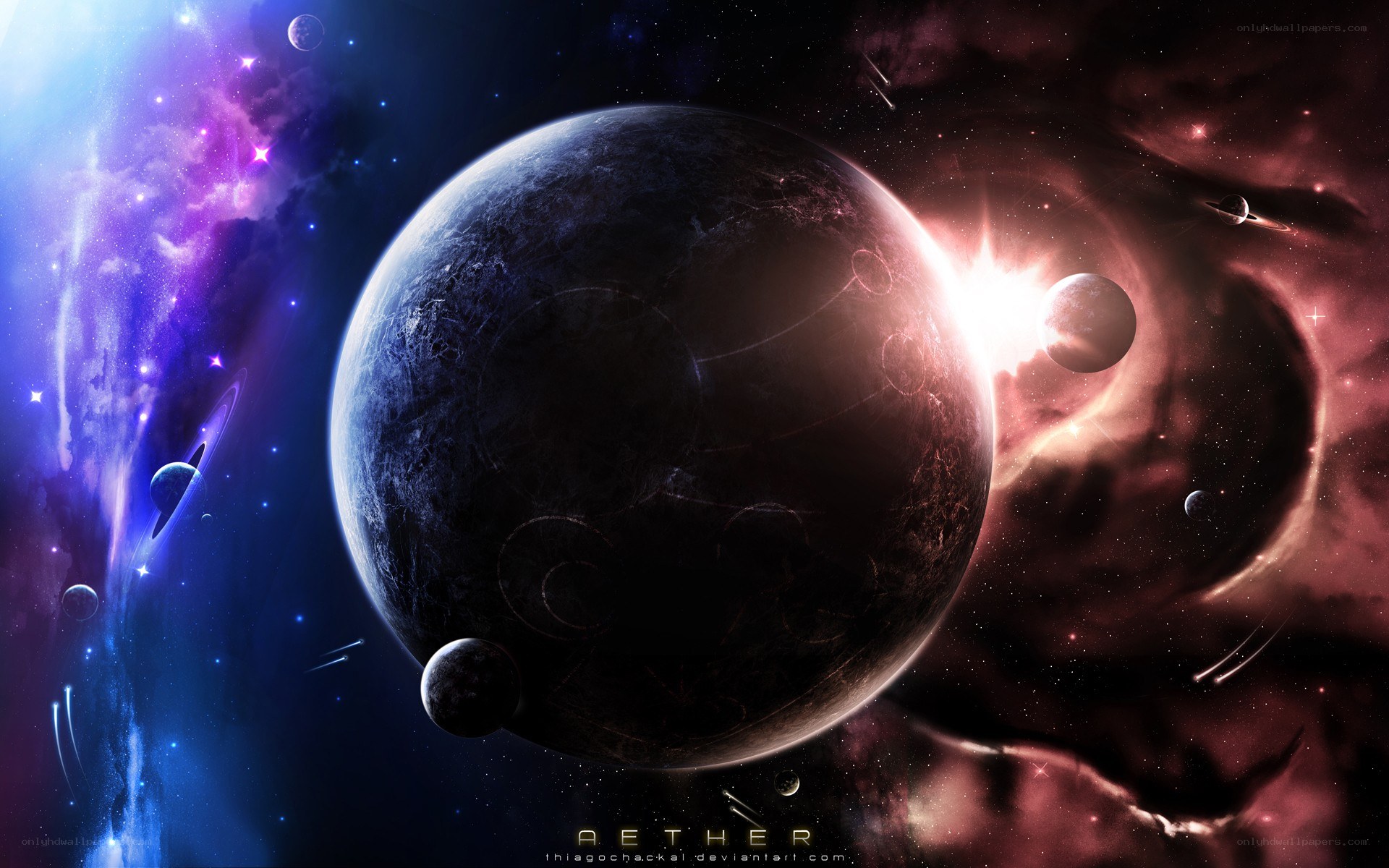 Cosmic planet nebula scene