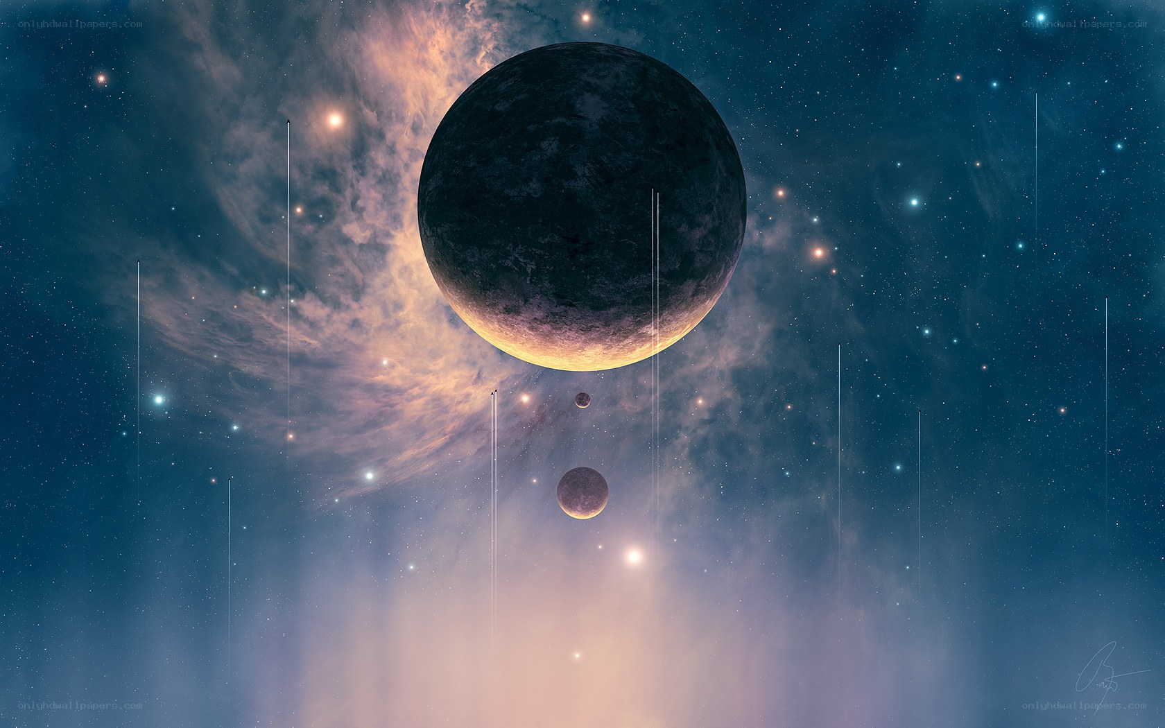 Cosmic planet nebula scene