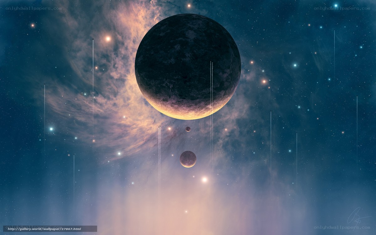 Cosmic planet nebula scene
