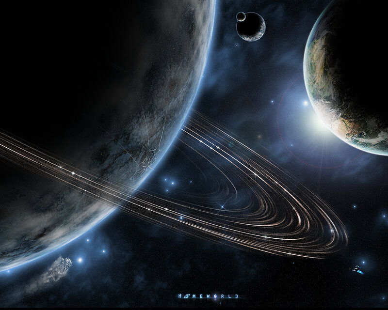 Cosmic planet rings scene