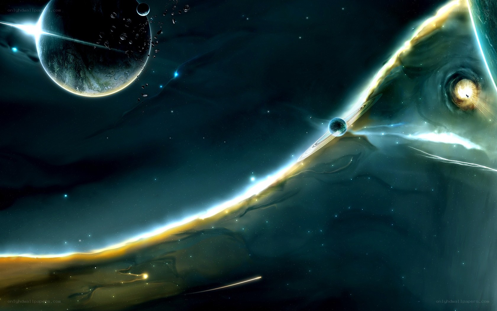 Cosmic planet scene