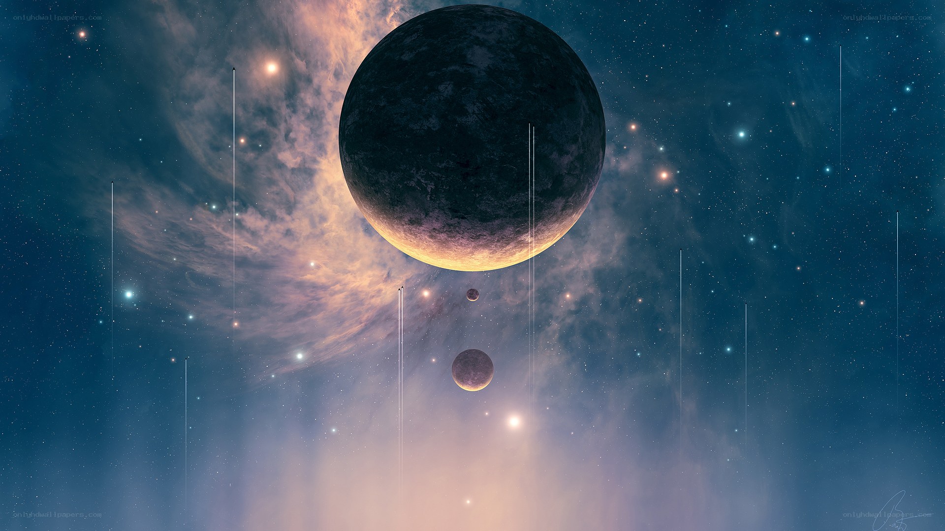 Cosmic planet scene