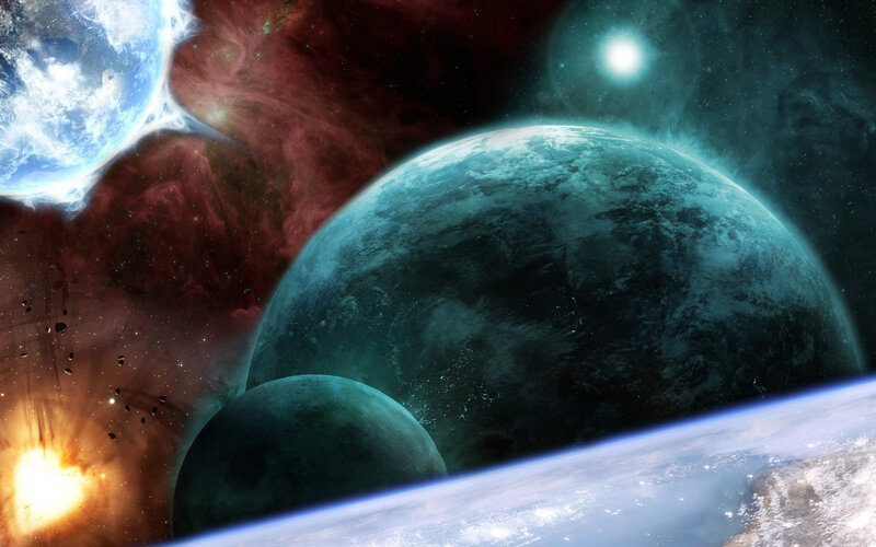 Cosmic planet scene